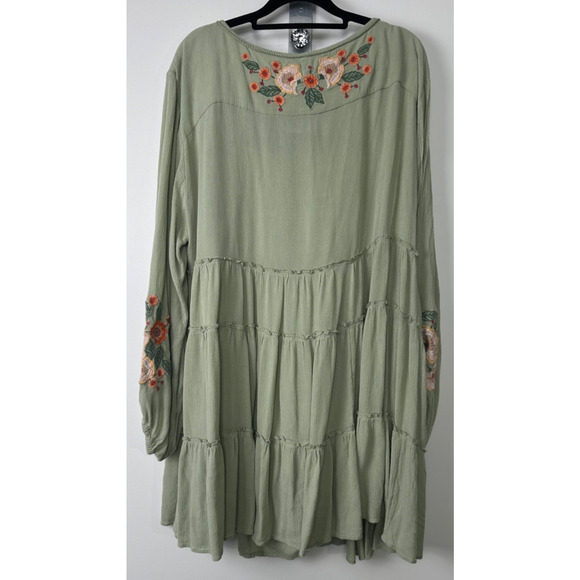 Free People Spell On You Mia Earth Sage Embroidered L Dress Boho Lagenlook D13 - Picture 8 of 11